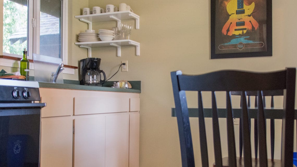 Acorn Cabin kitchen at Creekside Resort