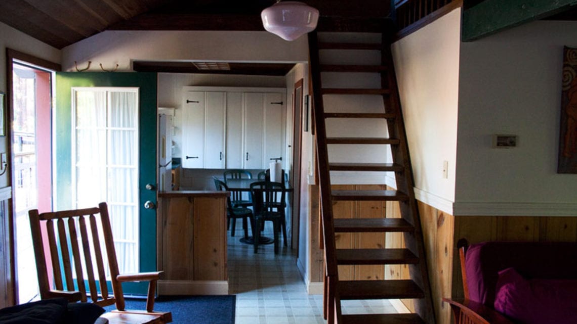 Tree House Cabin stairs at Creekside Resort
